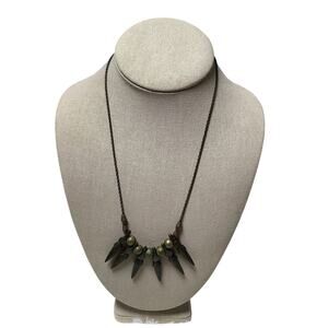 BIKO Brass Spike Claw Dagger Bib Statement Necklace Boho Gothic Vintage F15-10